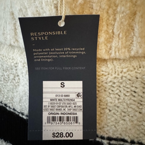 Universal Thread Black and White Striped V-Neck Sweater - Picture 6 of 8